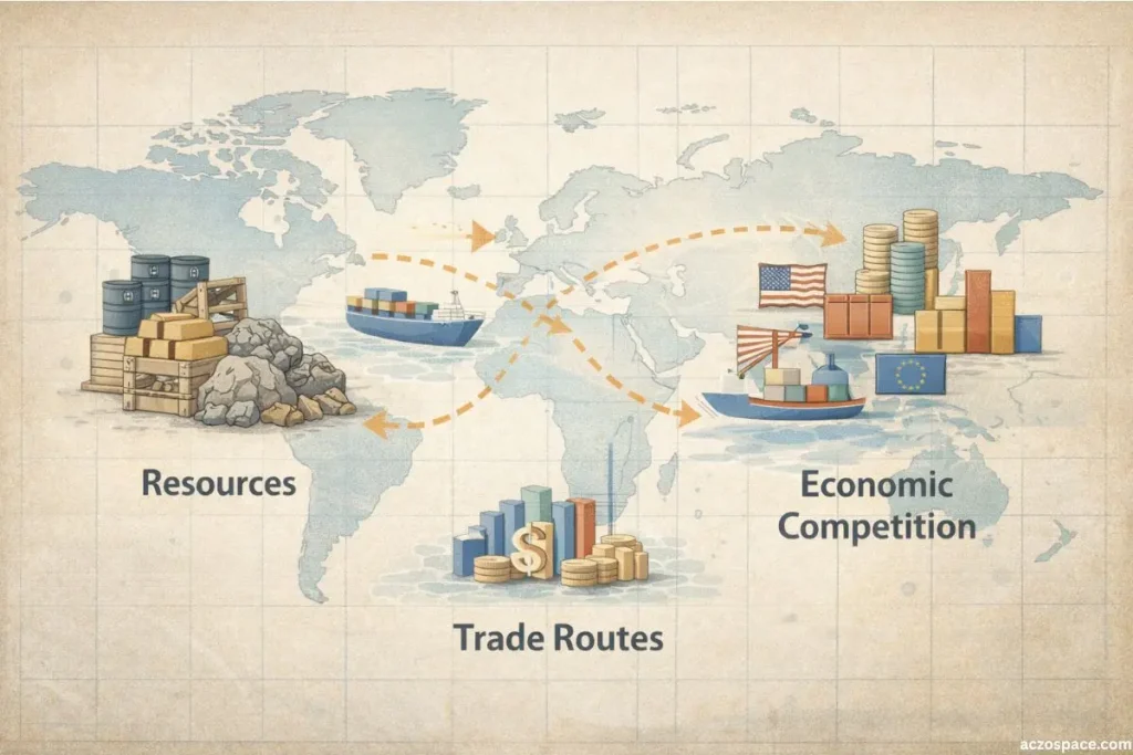 Illustration showing economic factors behind wars