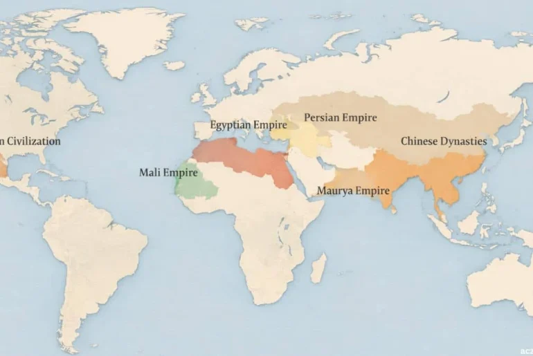 Educational map illustrating major empires and expansion in world history