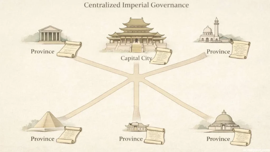 Illustration explaining the structure and characteristics of an empire