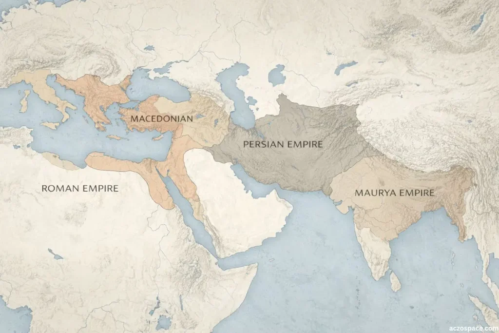 Historical map showing expansion of major empires
