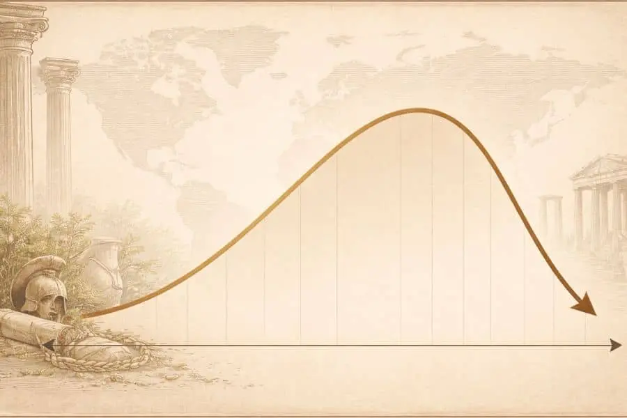 rise and fall of empires in world history conceptual graph illustration 