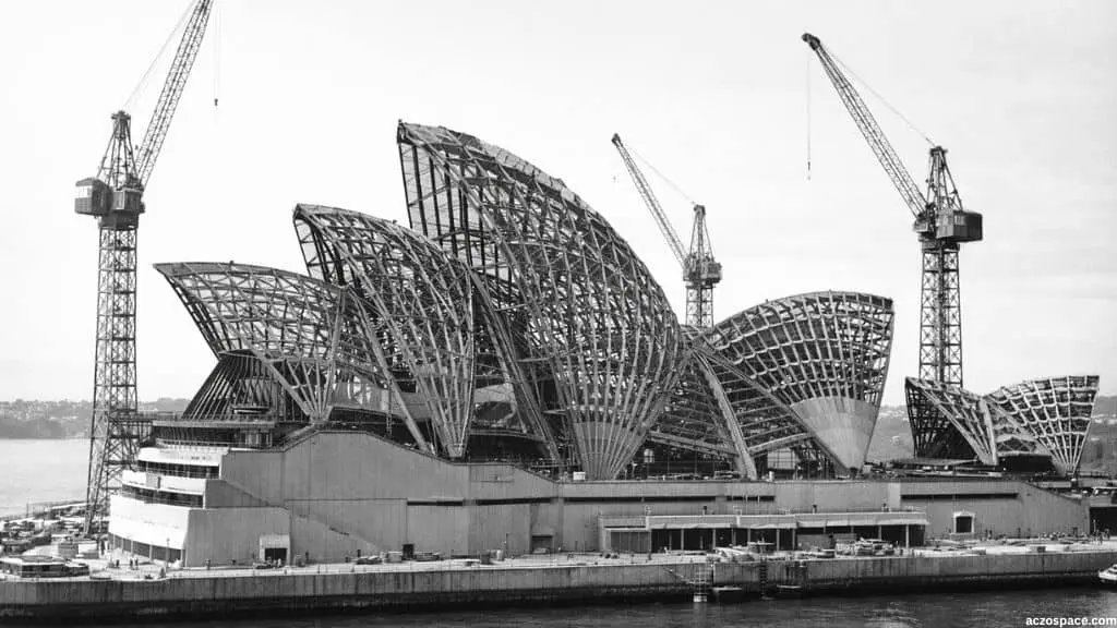 Construction phase of the Sydney Opera House during the 1960s