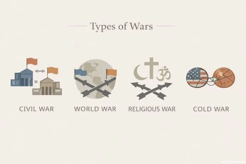 Infographic showing different types of wars in history