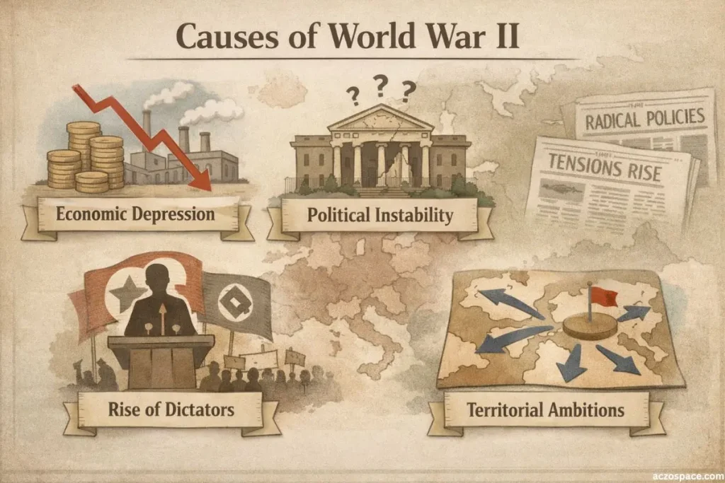 Illustration explaining the causes of World War II