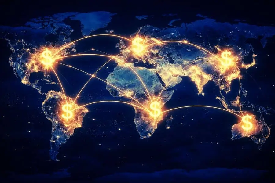 global trade using US dollar international finance system 