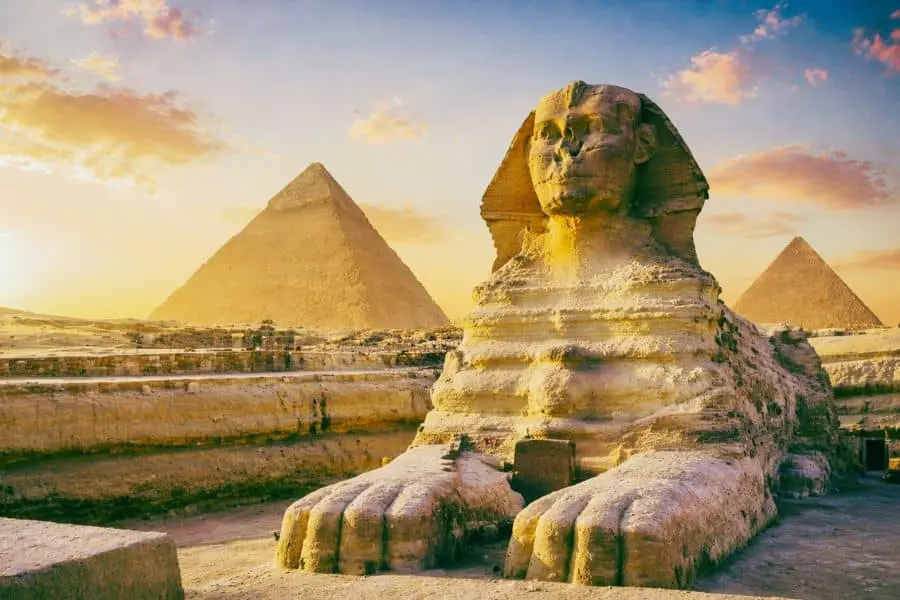 Great Sphinx and pyramids of Egypt secrets historical landmark desert Egypt 